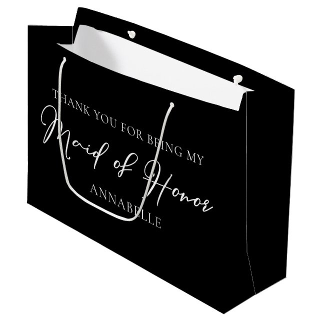 Bolsa De Regalo Grande Moda Boda blanco negro Personalizado de honor (Angulo Anverso)