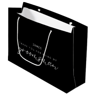 Bolsa De Regalo Grande Moda Caligrafía Gracias Groomsman