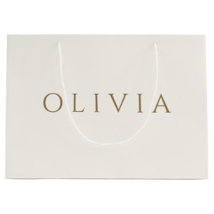 Bolsa De Regalo Grande Moda crema de marfil monograma minimalista regalo 