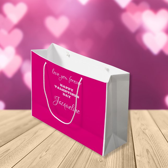 Bolsa De Regalo Grande Moda El día de San Valentín  Rosado Personalizado (Love You - Happy Valentine's Day from...)