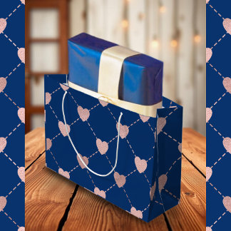 Bolsa De Regalo Grande Moda elegante del patrón del corazón dorado rosado