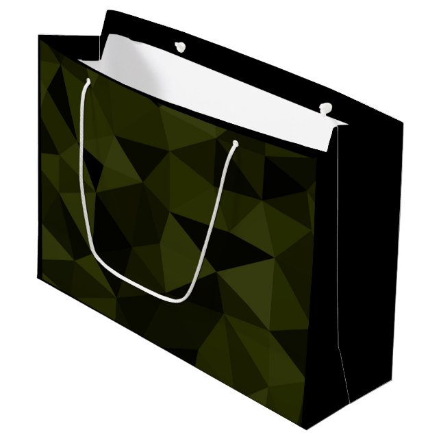 Bolsa De Regalo Grande Moda geométrica verde oscuro de malla geométrica d (Angulo Anverso)