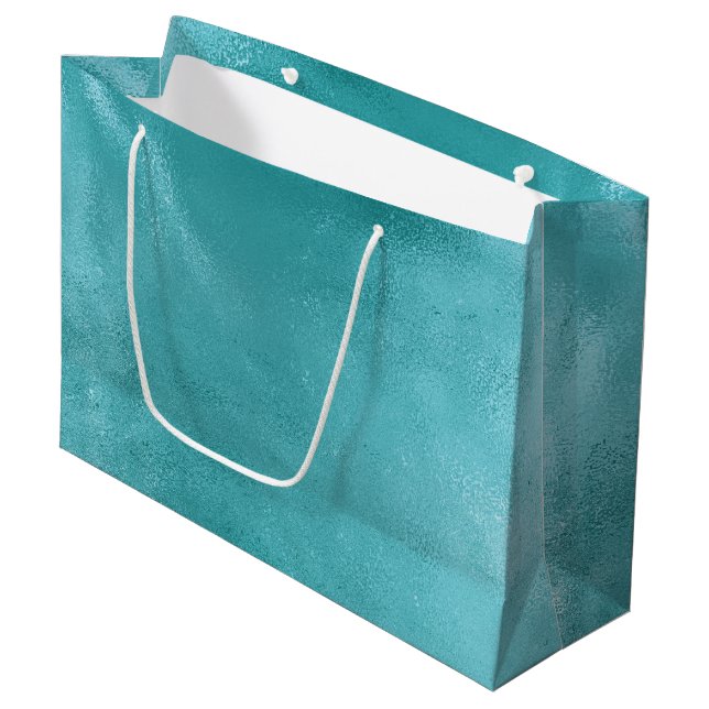 Bolsa De Regalo Grande Moda Glam Turquoise Aqua Blue Birthday (Angulo Anverso)