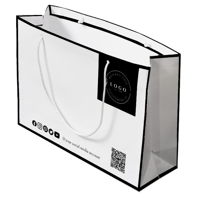 Bolsa De Regalo Grande Moda Negros y Blancos Negocios (Angulo reverso)