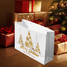 Bolsa De Regalo Grande Moda Oro Copos de nieve Árbol de Navidad Personali