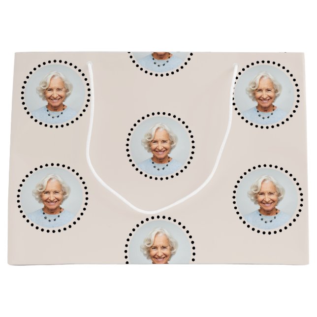 Bolsa De Regalo Grande Moda simple editable foto redonda Punto de polka (Anverso)