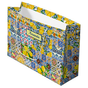 Bolsa De Regalo Grande Moda Vase Baldosas naranjas mediterráneas