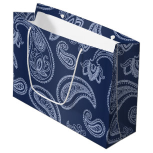 Bolsa De Regalo Grande Modelo azul marino elegante de Paisley