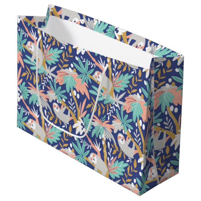 Bolsa De Regalo Grande Modelo azul tropical de la pereza (Angulo Anverso)
