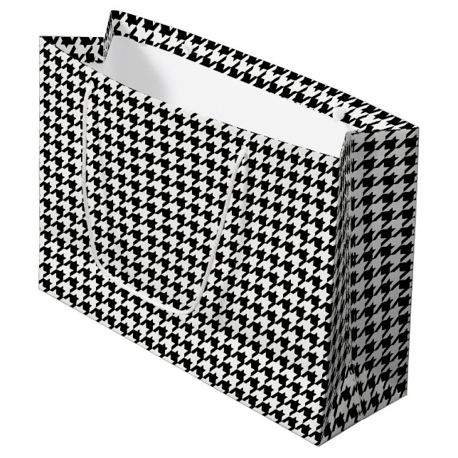 Bolsa De Regalo Grande Modelo blanco y negro de Houndstooth (Angulo Anverso)