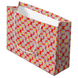 Bolsa De Regalo Grande Modelo de la margarita blanca en bolso grande rojo