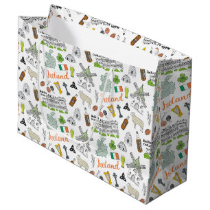 Bolsa De Regalo Grande Modelo del Doodle del bosquejo de Irlanda