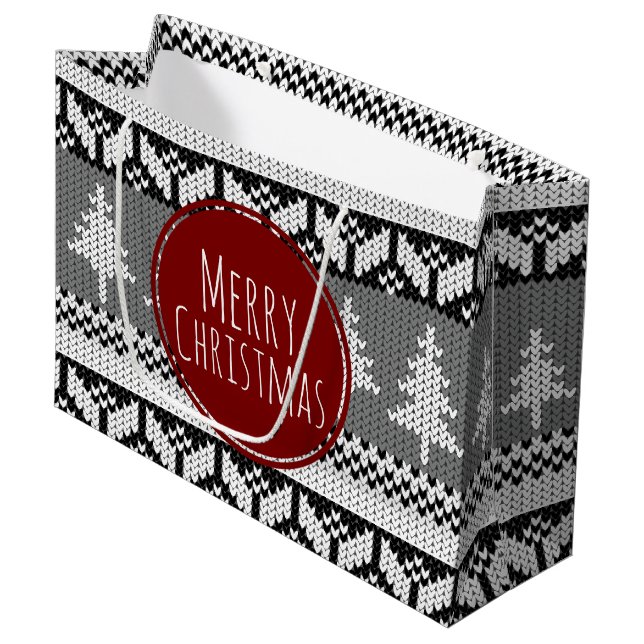 Bolsa De Regalo Grande Modelo nórdico gris de los felices árboles de (Angulo Anverso)