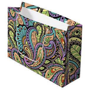 Bolsa De Regalo Grande Modelo oriental colorido de Paisley