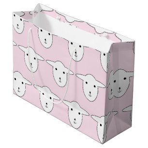 Bolsa De Regalo Grande Modelo rosado lindo de las ovejas del dibujo