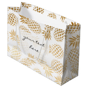 Bolsa De Regalo Grande modelo tropical de la piña del falso oro elegante
