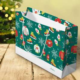 Bolsa De Regalo Grande Modelo verde azulado Monograma Copos de nieve Patr