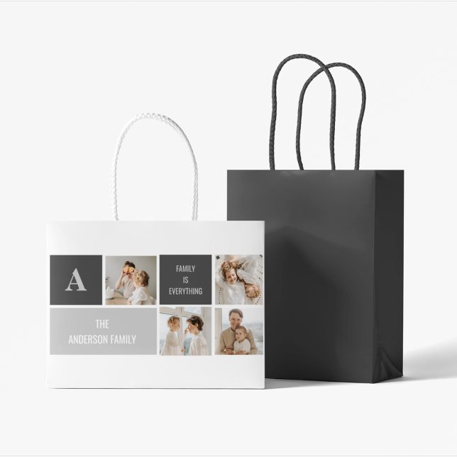 Bolsa De Regalo Grande Moden 3Collage Photo & Grey Best Family Gift (Subido por el creador)
