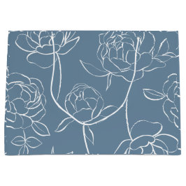 Bolsa De Regalo Grande Modern Blue Wildflower 