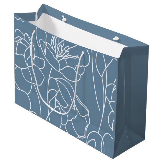 Bolsa De Regalo Grande Modern Blue Wildflower (Angulo Anverso)