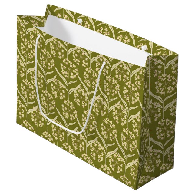 Bolsa De Regalo Grande Modern Floral Pattern: White Umbel Flowers (Angulo Anverso)