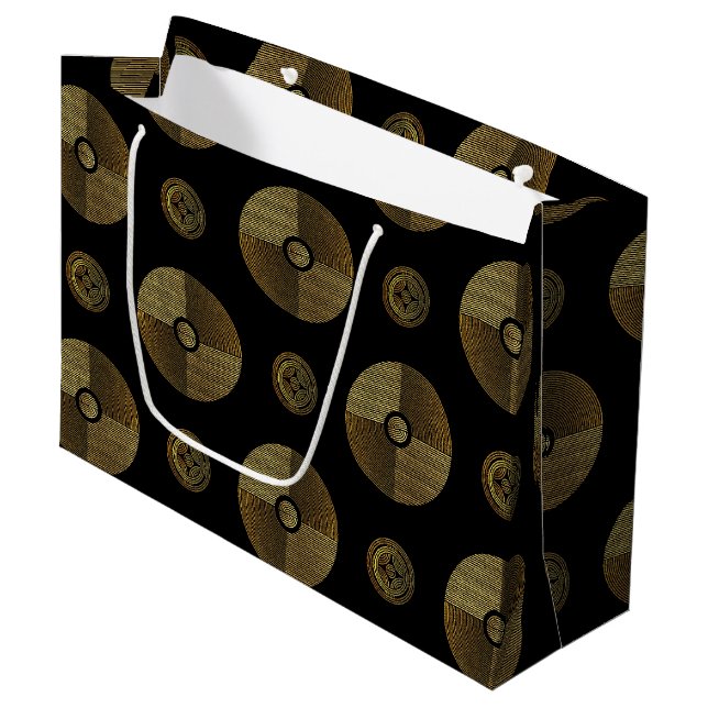 Bolsa De Regalo Grande Modern Gold Luxury Art Deco Circles (Angulo Anverso)