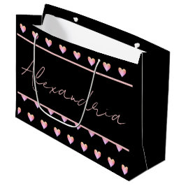 Bolsa De Regalo Grande Modern Personalized Black Heart