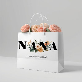 Bolsa De Regalo Grande Modern Personalized Nana Floral Gift