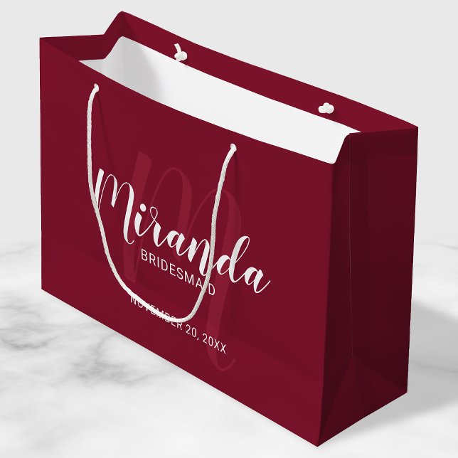 Bolsa De Regalo Grande Moderna escritura personalizada Bridesmaid Borgoña (Subido por el creador)