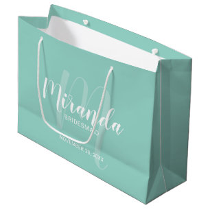 Bolsa De Regalo Grande Moderna escritura personalizada Bridesmaid Mint Gr