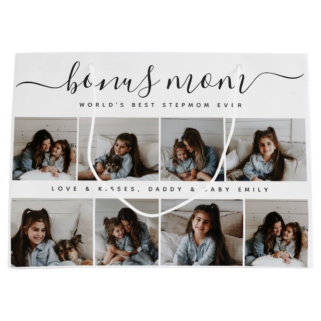 Bolsa De Regalo Grande Moderna foto de Fancy Cute Stepmom Día de la Madre (Anverso)