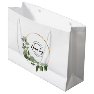 Bolsa De Regalo Grande Moderna Wreath Su logo aquí Personalizado Holiday