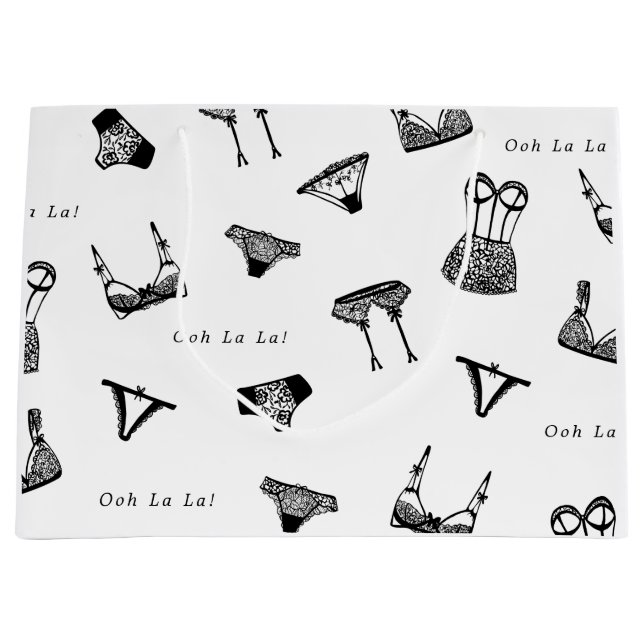 Bolsa De Regalo Grande Moderno Brush Script Lingerie Bridal Shower (Anverso)