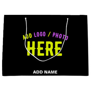 BOLSA DE REGALO GRANDE MODERNO ESTILIZADO PERSONALIZABLE NEGRO MARCADO VE