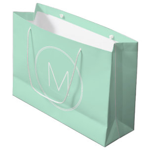 Bolsa De Regalo Grande Moderno Monograma de color verde elegante de moda