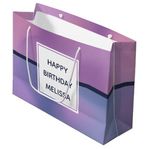 Bolsa De Regalo Grande Moderno Morado y Bañón Rosado Resumen Cumpleaños