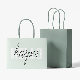 Bolsa De Regalo Grande Moderno Pastel Mint Hello Y You Name