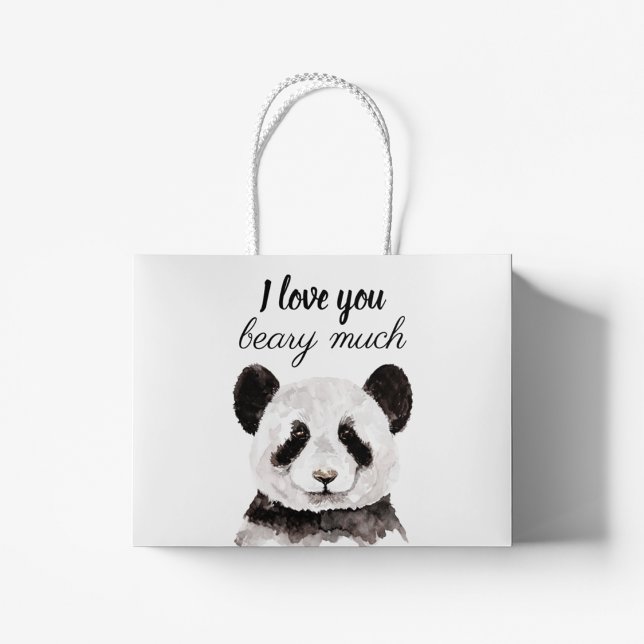 Bolsa De Regalo Grande Moderno Te Amo Mucho Panda Blanco Y Negro (Subido por el creador)