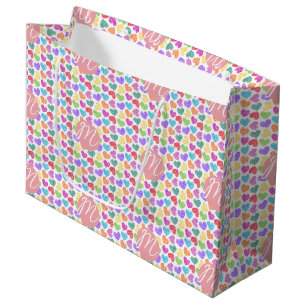Bolsa De Regalo Grande Moderno y vibrante corazón del doodle arcoiris mon