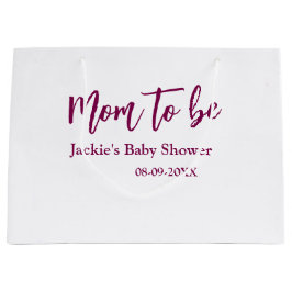 Bolsa De Regalo Grande Mom to be baby shower name date pink simple minima