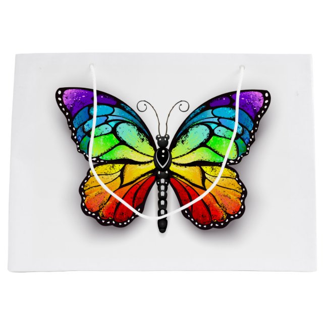 Bolsa De Regalo Grande Monarca de mariposa arcoiris (Anverso)
