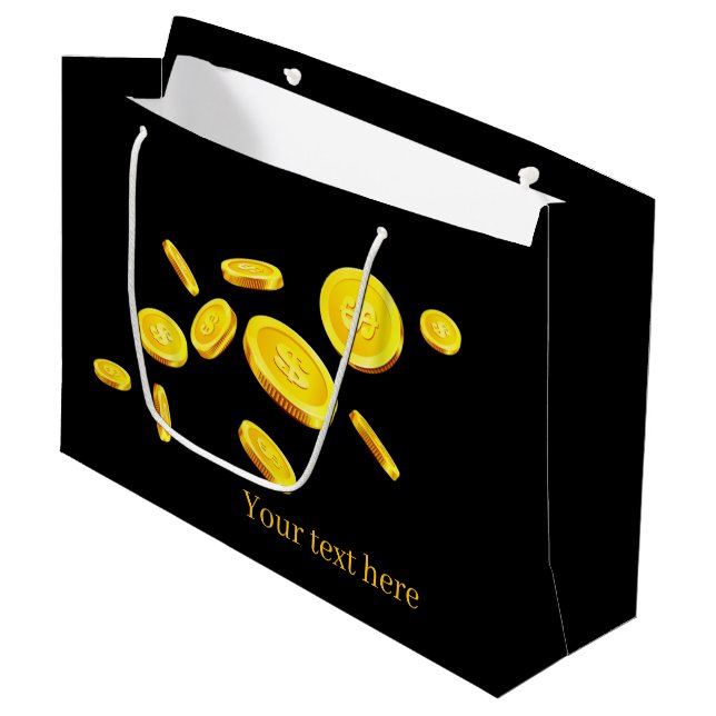 Bolsa De Regalo Grande monedas de Casino cool agregar texto (Angulo Anverso)