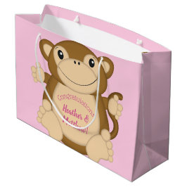 Bolsa De Regalo Grande Monkey Baby Shower Pink