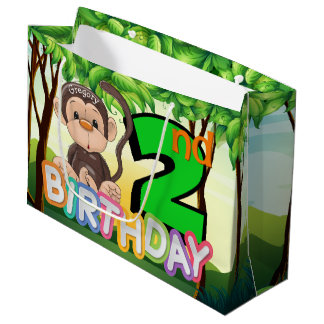 Bolsa De Regalo Grande Mono 2 Personalizado Fiesta de cumpleaños