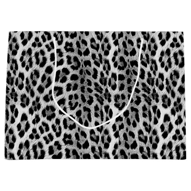 Bolsa De Regalo Grande Monocromo blanco y negro, patrón leopardo (Anverso)
