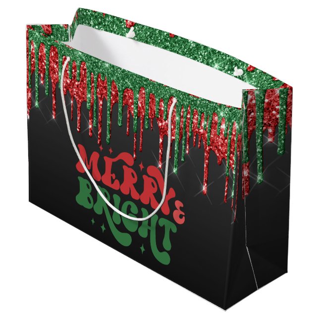 BOLSA DE REGALO GRANDE MONOGRAM PERSONALIZADO SCRIPT NAVIDADES FERIDOS Y  (Angulo reverso)