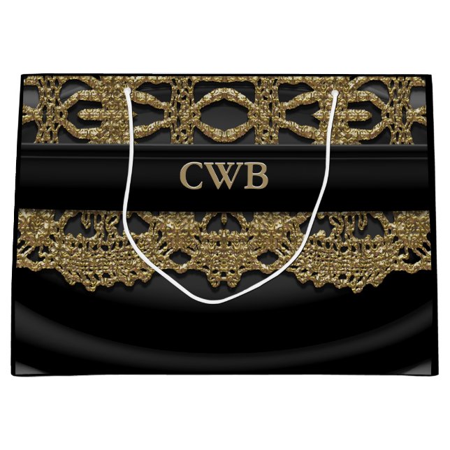 Bolsa De Regalo Grande Monograma Auré victoriano negro elegante (Anverso)