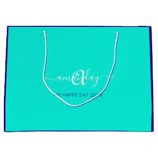 Bolsa De Regalo Grande Monograma Blue Aqua Bridal Sweet 16th Boda