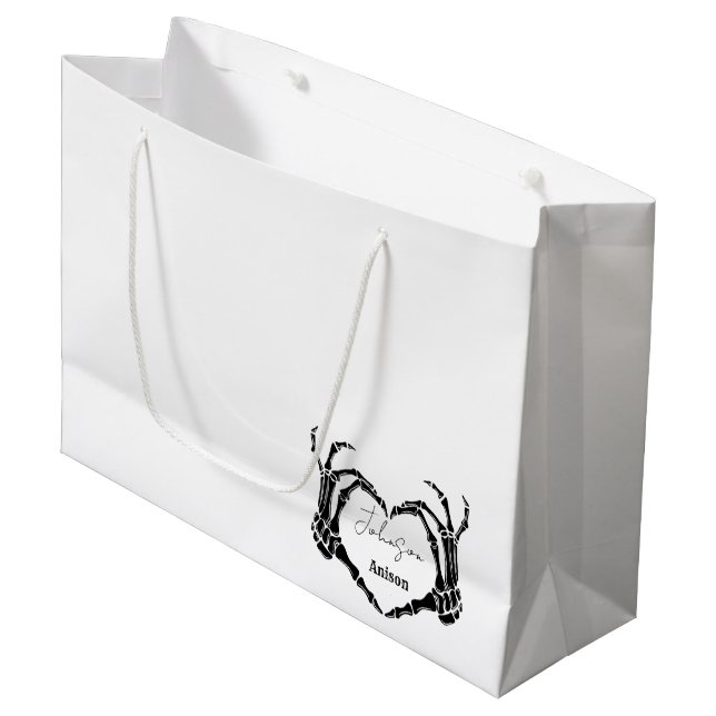Bolsa De Regalo Grande Monograma Boda de la mano del cráneo gótico (Angulo Anverso)