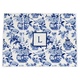 Bolsa De Regalo Grande Monograma Chinoiserie Azul 